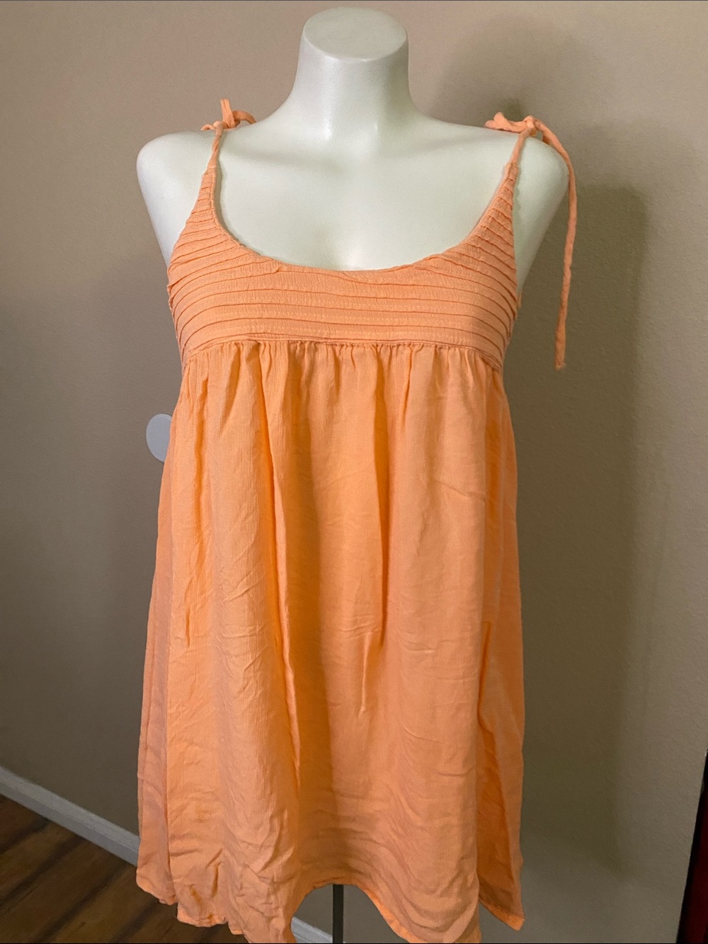 Rip Curl Peach flowy tie shoulder beach summer sundress S
